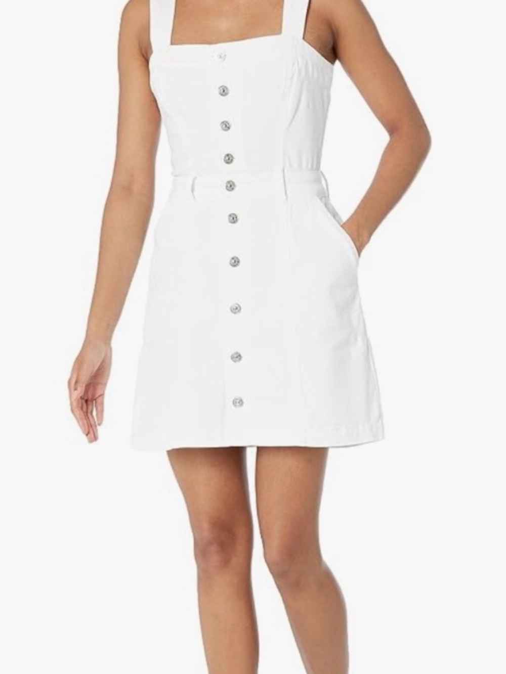 PAIGE White Button-Front Mini Sundress